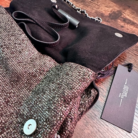 RARE NWT Jerome Dreyfuss Bobi bag in black Lamine suede - Picture 5 of 15